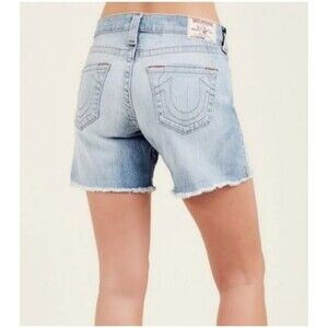 True Religion Mid Cut Off Short Old Multi‎ SN Frayed Hem